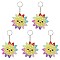 Plastic Beaded Pendant Keychain, with Iron Rings, Sunflower, Platinum, 118mm