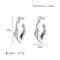 Non-Tarnish 304 Stainless Steel Twist Teardrop Stud Earrings, Half Hoop Earrings, Stainless Steel Color, 37x22mm