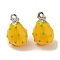 Real Platinum Plated Brass Enamel Charms, Cadmium Free & Nickel Free & Lead Free, Pineapple Charm, Gold, 12x7mm, Hole: 1mm