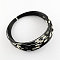 Steel Wire Bracelet Cord DIY Jewelry Making, with Brass Screw Clasp, Black, 225x1mm