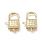 Brass Micro Pave Clear Cubic Zirconia Lobster Claw Clasps, Long-Lasting Plated, Lock, Real 18K Gold Plated, 21.5x11x5.3mm, Hole: 1.8mm