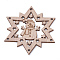 Undyed Wooden Big Pendants, Star with Snowman, BurlyWood, 77x67x2.5mm, Hole: 2mm