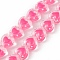 Handmade Lampwork Beads Strands, Hand Drawn Beads, with Enamel, Heart, Hot Pink, 12x12.5x7mm, Hole: 1mm, about 30pcs/strand, 13.39 inch(34cm)