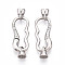 925 Sterling Silver Micro Pave Clear Cubic Zirconia Spring Gate Clasps, Oval with S925 Stamp, Platinum, 31x9.5~10x5mm, Hole: 3.5mm, Pendent: 6.5x5x5mm