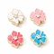 Brass Micro Pave Cubic Zirconia Beads, with Enamel, Cadmium Free & Lead Free, Long-Lasting Plated, Real 18K Gold Plated, Flower, Mixed Color, 12x11.5x6mm, Hole: 2mm