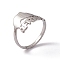 Non-Tarnish 201 Stainless Steel Africa Map Adjustable Ring for Women, Stainless Steel Color, US Size 6 1/2(16.9mm)