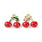 Brass Enamel Charms, Imitation Fruit, Light Gold, Cherry Charm, Red, 12x11.5x5mm, Hole: 1.2mm