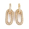 Rack Plating Brass Cubic Zirconia Earrings, Cadmium Free & Lead Free, Long-Lasting Plated, Hoop Earrings, Oval, Real 18K Gold Plated, 29x10mm