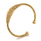 Ion Plating(IP) Hollowed 304 Stainless Steel Cuff Bangles,Torque Bangles for Woemn, Real 18K Gold Plated, Inner Diameter: 2-1/8x2-5/8 inch(5.5x6.6cm)