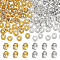 200Pcs 2 Colors Brass Rhinestone Spacer Beads, Grade A, Straight Flange, Flat Round, Golden & Silver, 6x3mm, Hole: 1mm, 100Pcs/color