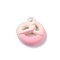 Spray Painted Alloy Pendants, Knot Charms, Lead Free & Nickel Free & Cadmium Free, Pink, 14.5x13.5x4.5mm, Hole: 1.6mm