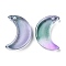 Transparent Baking Paint Glass Beads, Moon, Top Drilled, Colorful, 15.5x13x3.5mm, Hole: 1.2mm