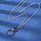 304 Stainless Steel Jet Rhinestone Double Rings Pendant Necklaces, Stainless Steel Color, 18.15 inch(46.1cm)