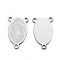 Tarnish Resistant 304 Stainless Steel Chandelier Component Links, 3 Loop Connectors, Oval with Virgin Mary, Stainless Steel Color, 14x9x0.8mm, Hole: 0.8mm