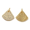 925 Sterling Silver Micro Pave Cubic Zirconia Charms, Fan Charm, with Jump Ring, Real 18K Gold Plated, 12.5x13x1.5mm, Hole: 4mm