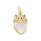 Brass Pave Natural White Shell Pendants, Crown Heart Charms with Jump Rings, Long-Lasting Plated, Lead Free & Cadmium Free, Rack Plating, Real 18K Gold Plated, 18x10.5x3mm, Hole: 3mm