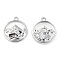 Non-Tarnish 201 Stainless Steel Pendants, Flat Round with Mountain Charm, Stainless Steel Color, 24x20x3mm, Hole: 1.8mm