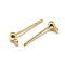 Brass Stud Earring Findings, Cadmium Free & Nickel Free & Lead Free, Real 18K Gold Plated, 15x5x3mm, Hole: 1mm, Pin: 0.7mm