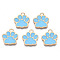 Alloy Enamel Pendants, Cadmium Free & Lead Free, Dog Paw Prints, Deep Sky Blue, 17.5x16x1.5mm, Hole: 2mm
