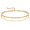 Summer Beach 201 Stainless Steel Disc Sequin Link Chain Double Layer Anklets for Women, Golden, 9-7/8 inch(250mm)