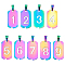 9Pcs 9 Style PVD Vacuum Plating 304 Stainless Steel Pendants, Rectangle with Number, Rainbow Color, 27.5x14.5x1.5mm, Hole: 7.5x3mm, 1pc/style