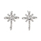 Brass Micro Pave Cubic Zirconia Studs Finding, Long-Lasting Plated, Lead Free & Cadmium Free, Sun, Platinum, 11.5x9mm, Hole: 1.6mm, Pin: 12x0.7mm