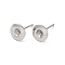 Non-Tarnish Flat Round 201 Stainless Steel Stud Earring Findings, Earring Settings with 304 Stainless Steel Pins, Stainless Steel Color, 7.5mm, Pin: 12x0.8mm, Tray: 3.3mm