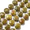 Natural Green Opal Beads Strands, Faceted, Flat Round, with Seed Beads, 10x5mm, Hole: 0.5mm, about 32pcs/strand, 15.47''(39.3cm)