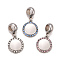 304 Stainless Steel Rhinestone European Dangle Charms, Large Hole Pendants, Stainless Steel Color, Flat Round, Mixed Color, 24mm, Hole: 4.5mm