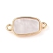 Brass Pave Shell Connector Charms, Oval Links, Real 18K Gold Plated, 10x20x2.5mm, Hole: 1.6mm and 1.8mm