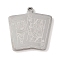 Non-Tarnish 201 Stainless Steel Pendants, Rectangle with Playing Card Charm, Stainless Steel Color, 22.5x21.5x1.5mm, Hole: 1mm