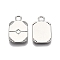Brass Micro Pave Clear Cubic Zirconia Pendant Cabochon Settings, Nickel Free, Rectangle, Real Platinum Plated, Tray: 3x3mm, 24.5x16x1.5mm, Hole: 3.5x4.3mm