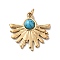 PVD Vacuum Plating 304 Stainless Steel Pendants, with Synthetic Turquoise and Jump Ring, Sun Light Charm, Golden, Blue, 25x26x3.5mm, Hole: 4mm