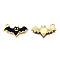 Light Gold Plated Alloy Pendants, with Enamel, Bat, Black, 14x23x1.5mm, Hole: 2mm