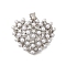 Rack Plating Brass Micro Pave Cubic Zirconia Pendants, with ABS Imitation Pearl Beads, Lead Free & Cadmium Free, Long-Lasting Plated, Heart, Platinum, 23x25.5x7.5mm, Hole: 6x3.5mm