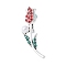 Alloy Rhinestone Brooches, with Plastic Imitation Pearl Beads, Rose Flower, Antique Silver, Light Siam, 36.5x16.5mm