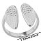 Non-Tarnish 304 Stainless Steel Wing Open Cuff Ring for Women, Stainless Steel Color, Inner Diameter: 17mm