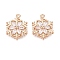 Christmas Brass Micro Pave Cubic Zirconia Pendants, Cadmium Free & Nickel Free & Lead Free, Snowflake Charms, Golden, 19x15x3mm, Hole: 1.2mm