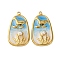 304 Stainless Steel Enamel Pendants, with ABS Plastic Imitation Pearl, Bird, PVD Vacuum Plating, Real 18K Gold Plated, Blue, 25.5x15x3.5mm, Hole: 1.5mm