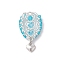 Glass Seed Beaded Hot Air Balloon Pendants, with Alloy Heart Charms and 304 Stainless Steel Open Jump Rings, Deep Sky Blue, 33.5x16.5~19.5x6.5mm, Hole: 1.5mm