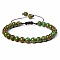 Natural Unakite Round Bead Adjustable Braided Bracelets, 6mm