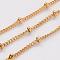 Ion Plating(IP) 304 Stainless Steel Twisted Chains, Curb Chains, Soldered, Satellite Chains, with Spool, Rondelle Beads, Golden, 2x1mm, about 32.8 Feet(10m)/roll
