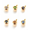 304 Stainless Steel Rhinestone Charms, Flat Round, Mixed Color, 9.3x6.5x4mm, Hole: 2mm