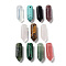 Natural & Synthetic Mixed Gemstone Pointed Pendants, Faceted Bullet Shape Charms, 19~20x7x6mm, Hole: 1.2mm