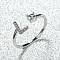 Brass Micro Pave Cubic Zirconia Cuff Rings for Women, Open Rings, Platinum, Letter L, Inner Diameter: 16~19mm