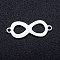 Non-Tarnish 201 Stainless Steel Links connectors, Infinity, Stainless Steel Color, 20.5x8x1mm, Hole: 1.2mm