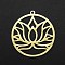 201 Stainless Steel Pendants, Laser Cut, Ring with Lotus, Golden, 32x30x1mm, Hole: 1.6mm