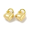Brass Charms, Heart Charms, Cadmium Free & Nickel Free & Lead Free, Real 18K Gold Plated, 9.5x8x5.5mm, Hole: 3mm