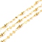 Handmade Brass Link Chains, with Round Brass Beads & Flat Round Glass Beads, Long-Lasting Plated, Soldered, with Spool, Rhombus, Golden, Clear, Link: 5x5x0.5mm, 2.5x3mm, 2x4mm