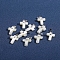 Natural White Shell Pendants, Cross Charms with Platinum Plated Metal Snap on Bails, White, 20x14x4mm